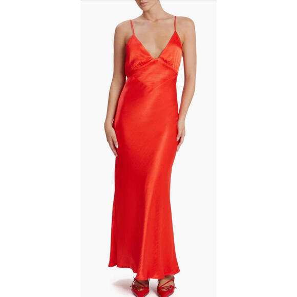 Bardot Capri Slip Dress Maxi in Fire Red NWT - Picture 2 of 11